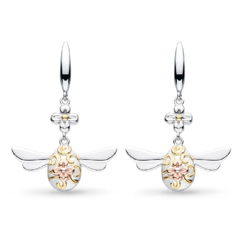 Trendy Drop Earrings for Fashion-Silver & Gold Plate Blossom Flyte Queen Bee Drop Earrings