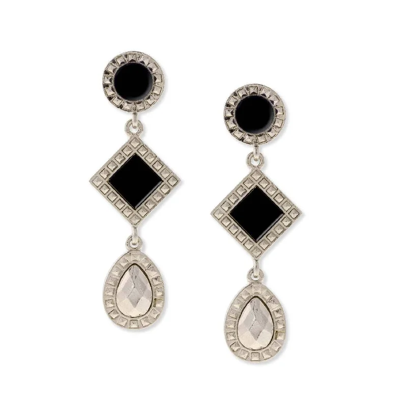 Work Drop Earrings for Professional-1928 Jewelry Semi Precious Round And Square Stone Teardrop Earrings