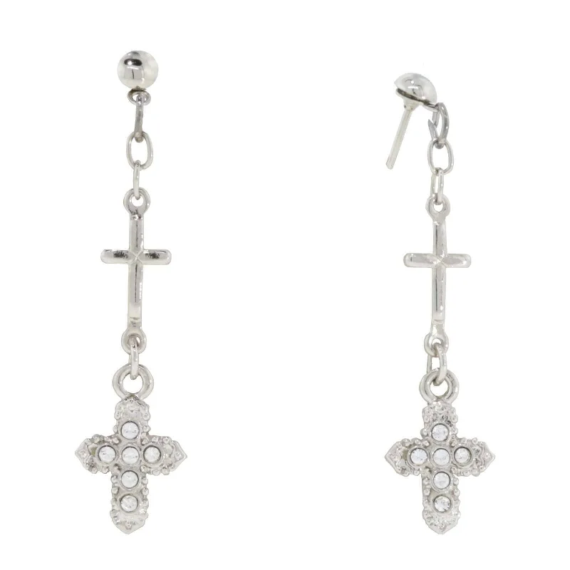 Trendy Drop Earrings for Fashion-1928 Jewelry Multi Cross Crystal Drop Earrings