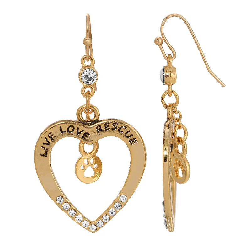 Fashion Drop Earrings for Trendy-1928 Jewelry Open Heart Crystal Live Love Rescue Drop Earrings