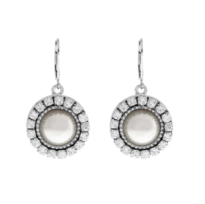 Branded Drop Earrings for Quality-1928 Jewelry Round Crystal Faux Pearl Drop Earrings