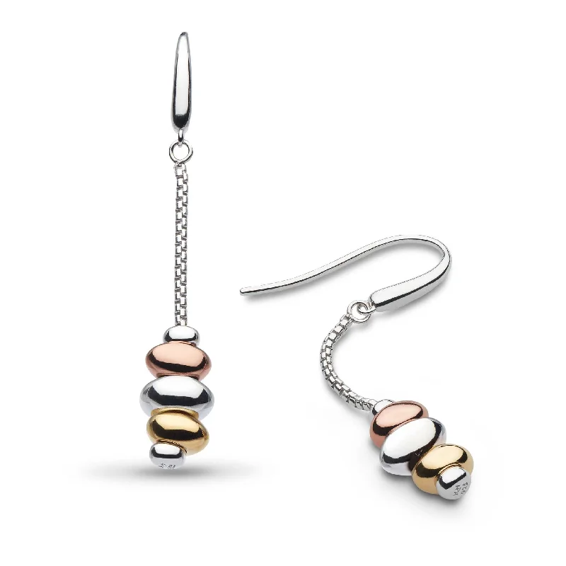 Structured Drop Earrings for Orderly-Silver & Yellow and Rose Gold Plated Coast Tumble Golden Drop Earrings