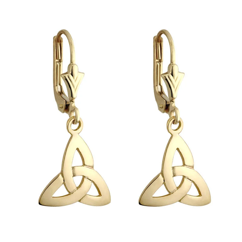 Maximalist Drop Earrings for Bold-14K Gold Trinity Knot Drop Earrings