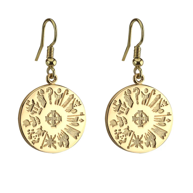 Designer Drop Earrings for High-End-History Of Ireland 14K Gold Disc Drop Earrings