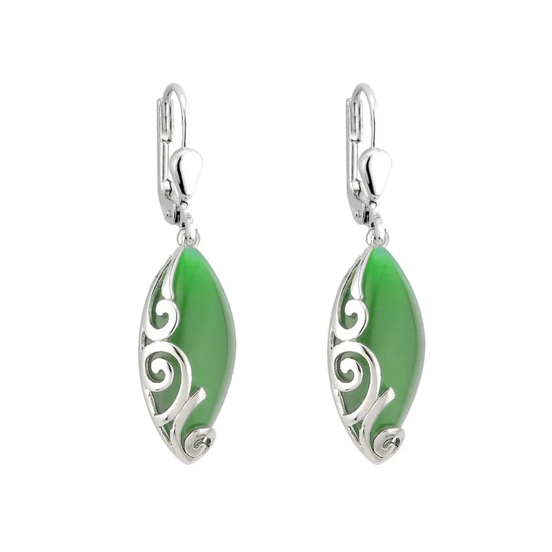 Peridot Drop Earrings for Green-Green Cat Eye Celtic Drop Earrings