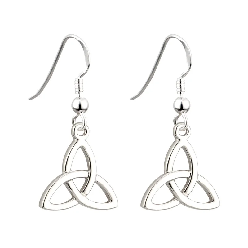 Branded Drop Earrings for Quality-Rhodium Trinity Knot Drop Earrings