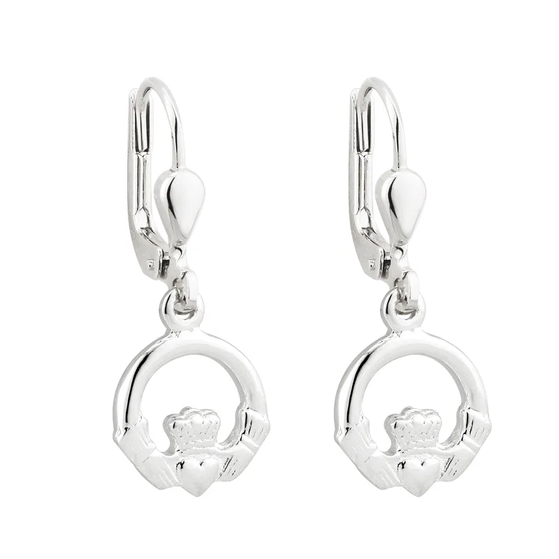 Medium Drop Earrings for Versatile-Sterling Silver Claddagh Drop Earrings