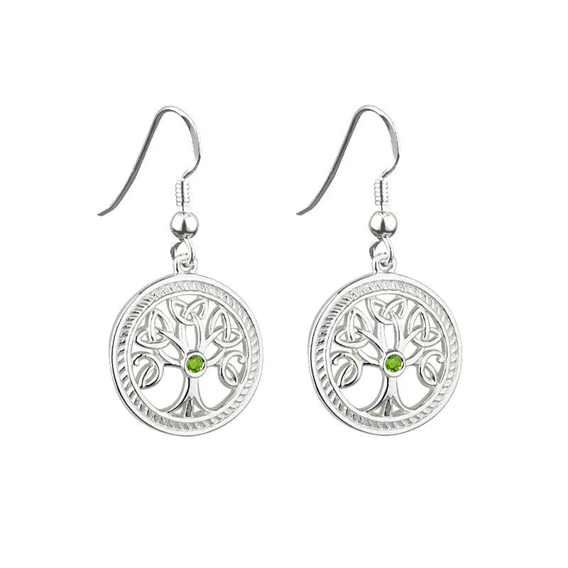 Heart-Shaped Drop Earrings for Loving-Silver Tree Of Life Drop Earrings