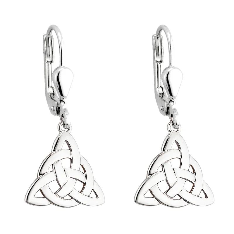 Geometric Drop Earrings for Structured-Silver Trinity Drop Earrings