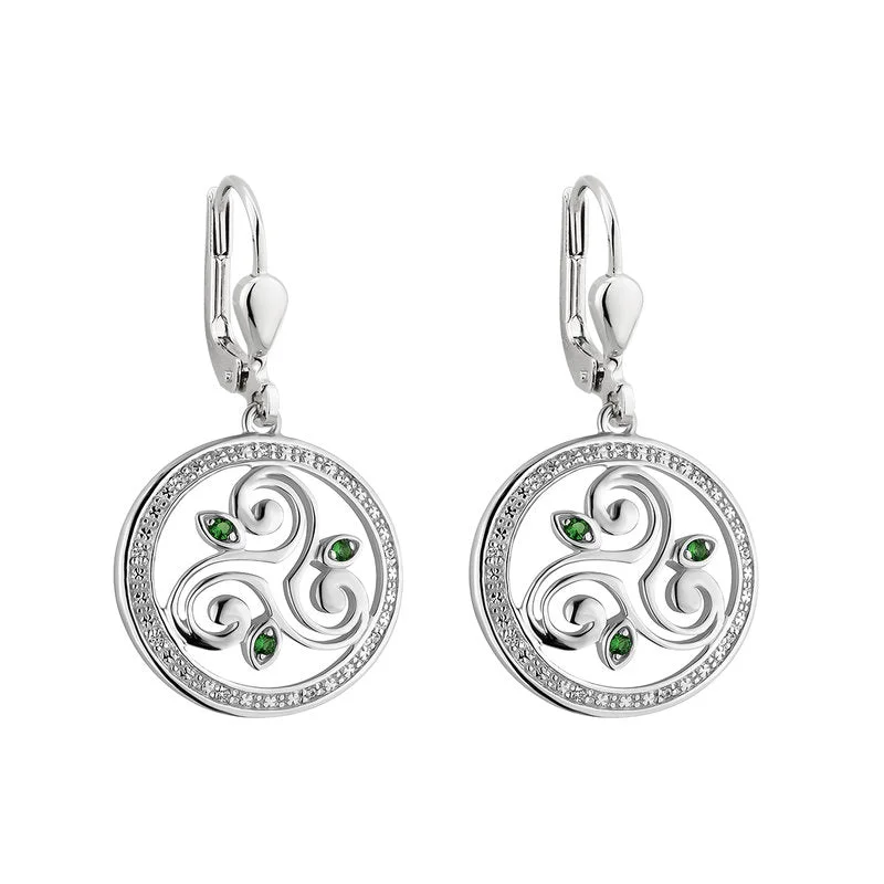 Retro Drop Earrings for Old-School-Sterling Silver Crystal Spiral Drop Earrings