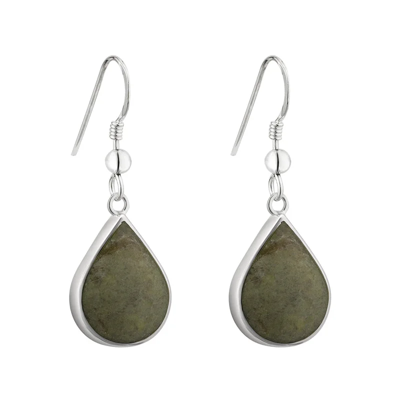 Emerald Drop Earrings for Refined-Tear Drop Connemara Marble Drop Earrings