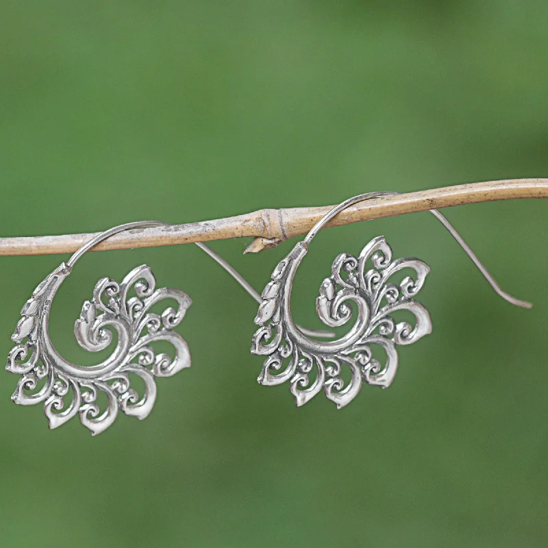 Apatite Drop Earrings for Soft-Spiral Buds Sterling Silver Drop Earrings Spiral Motif from Indonesia