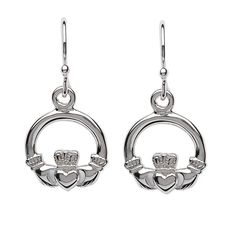 Silver Drop Earrings for Classic-Sterling Silver Claddagh Drop Earrings