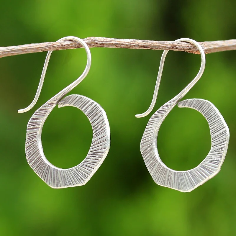 Trendy Drop Earrings for Fashion-Striped Swan Thai Silver Drop Earrings in Geometric Shape for Women