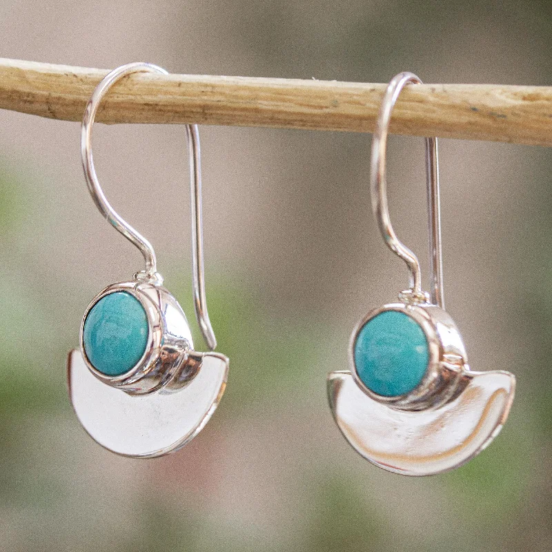 Butterfly-Shaped Drop Earrings for Cute-Sweet Equilibrium Taxco Sterling Silver and Natural Turquoise Drop Earrings