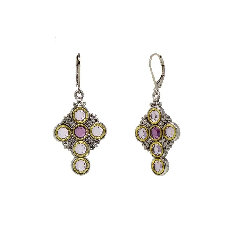 Beaded Drop Earrings for Decorative-Symbols Of Faith Amethyst Round Crystal Stones Drop Earrings