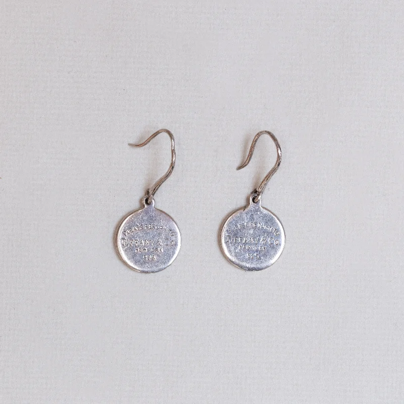 Oval Drop Earrings for Graceful-Vintage Disc Drop Earrings in Sterling Silver