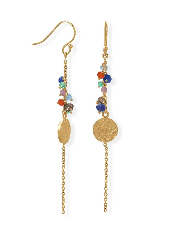 Halo Drop Earrings for Surrounding-14k Gold-plated Colorful Bead Coin Chain Drop Earrings