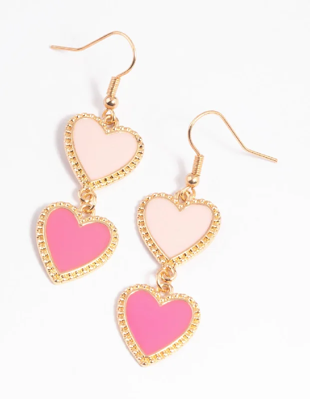 Sophisticated Drop Earrings for Elegant-Pink Heart Drop Earrings