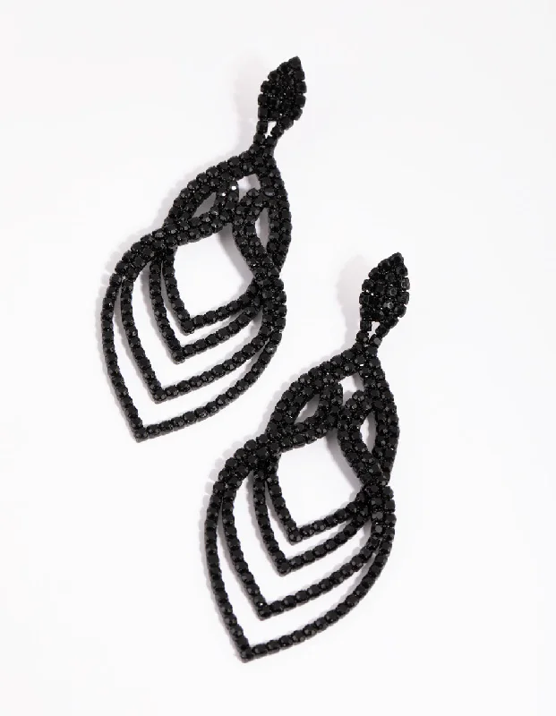 Malachite Drop Earrings for Patterned-Matte Black Layered Drop Earrings