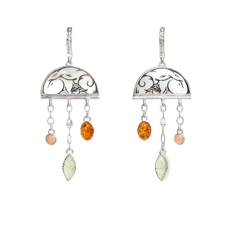 Medium Drop Earrings for Versatile-BOMBELLI . SUPER .  Half Moon Jewel Drop Earrings