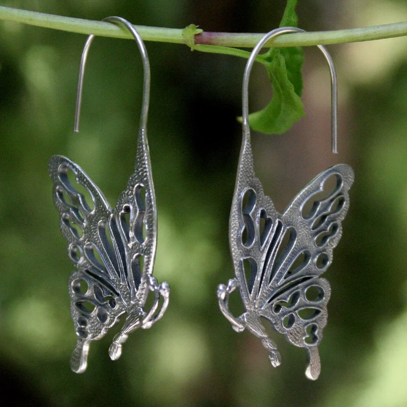 Structured Drop Earrings for Orderly-Butterfly Kisses Handmade Sterling Silver Drop Earrings