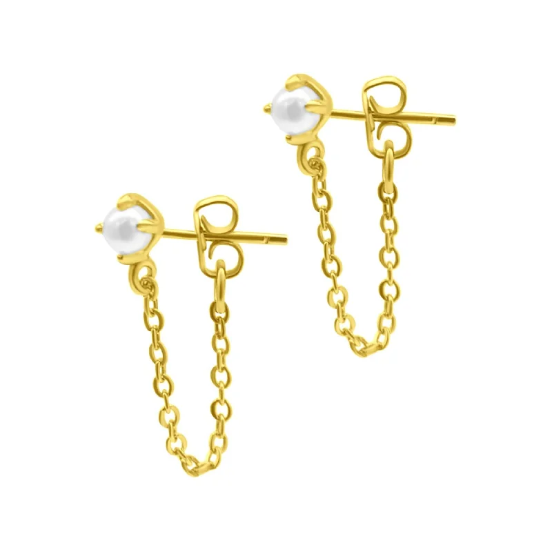 Halo Drop Earrings for Surrounding-Chain and Freshwater Pearl Wrap Around Drop Earrings gold