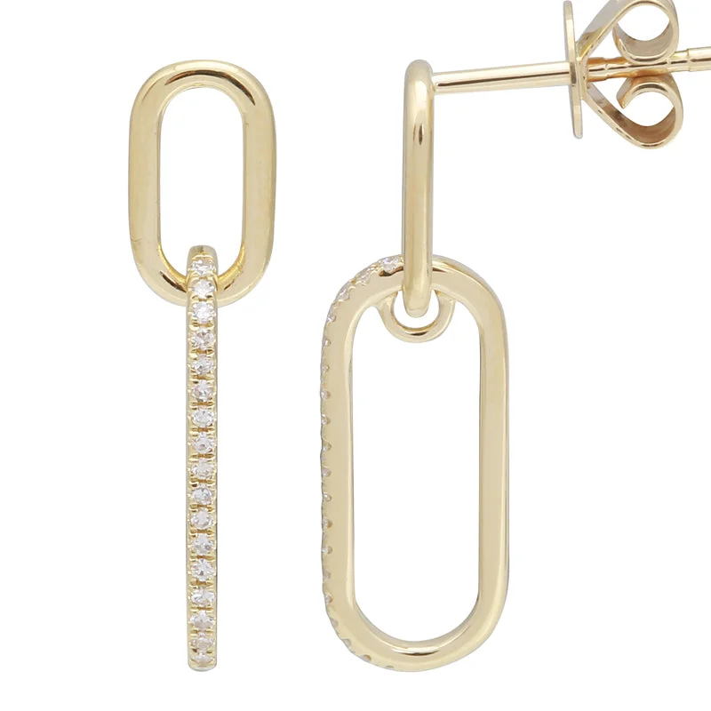 Small Drop Earrings for Delicate-MELISSA GOLD LINK DIAMOND DROP EARRINGS