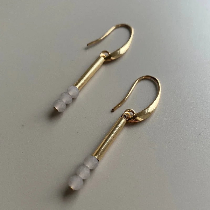 Woven Drop Earrings for Artistic-CSTE12 - Frosted crystal drop earrings - Grey Tone