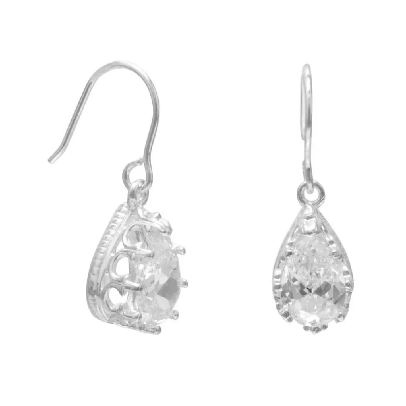 Sphalerite Drop Earrings for Unique-Cubic Zirconia Teardrop Earrings with Crown Setting Sterling Silver