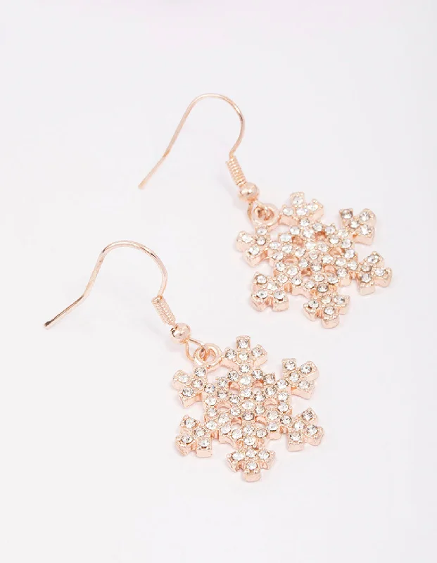 Tourmaline Drop Earrings for Multicolored-Rose Gold Diamante Snowflake Drop Earrings