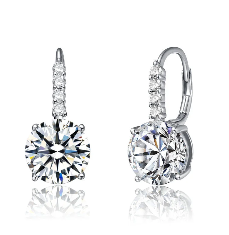 Delicate Drop Earrings for Feminine-Elegant Basket-Set Drop Earrings with Colored Cubic Zirconia