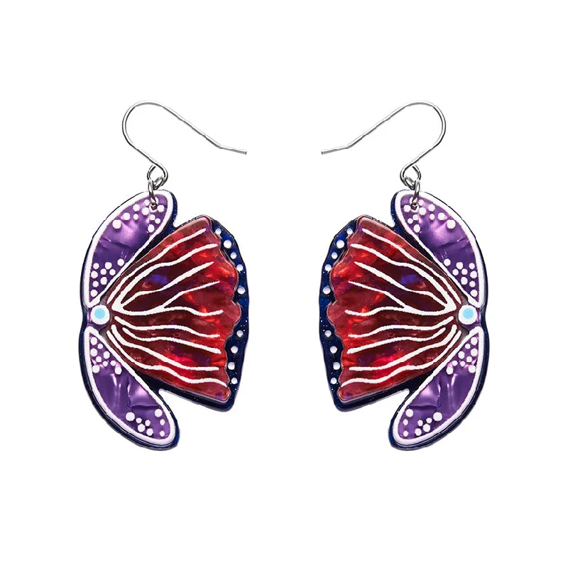 Alexandrite Drop Earrings for Colorful-Erstwilder x Lauren Rogers - Fervent Feather Flower Drop Earrings