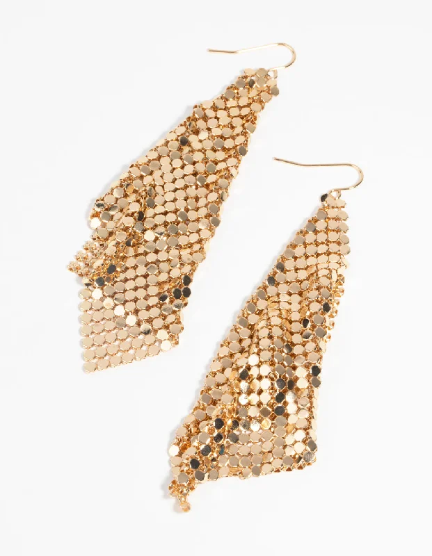 Animal-Print Drop Earrings for Wild-Gold Chain Mail Drop Earrings