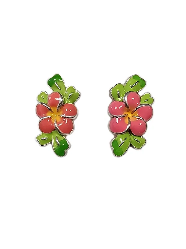 Statement Drop Earrings for Eye-Catching-Flower and Leaves Drop Earrings Sterling Silver