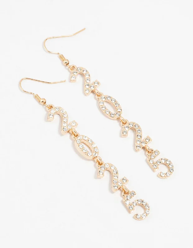 Fashion Drop Earrings for Trendy-Gold 2025 Diamante Long Drop Earrings