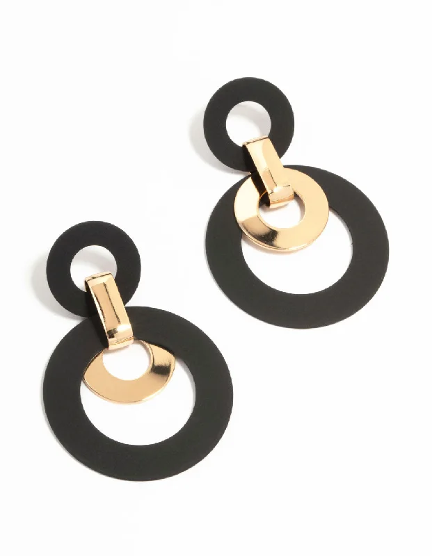 Twisted Drop Earrings for Stylish-Gold & Black Circle Drop Earrings