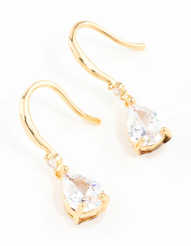 Classic Drop Earrings for Timeless-Gold Plated Cubic Zirconia Teardrop Earrings