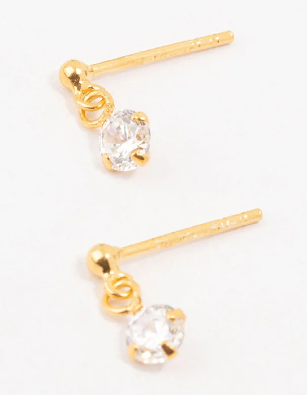 Animal-Print Drop Earrings for Wild-Gold Plated Sterling Silver Cubic Zirconia Drop Earrings