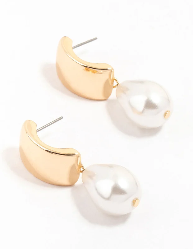 Cluster Drop Earrings for Dazzling-Gold Rectangular Tear Drop Pearl Drop Earrings