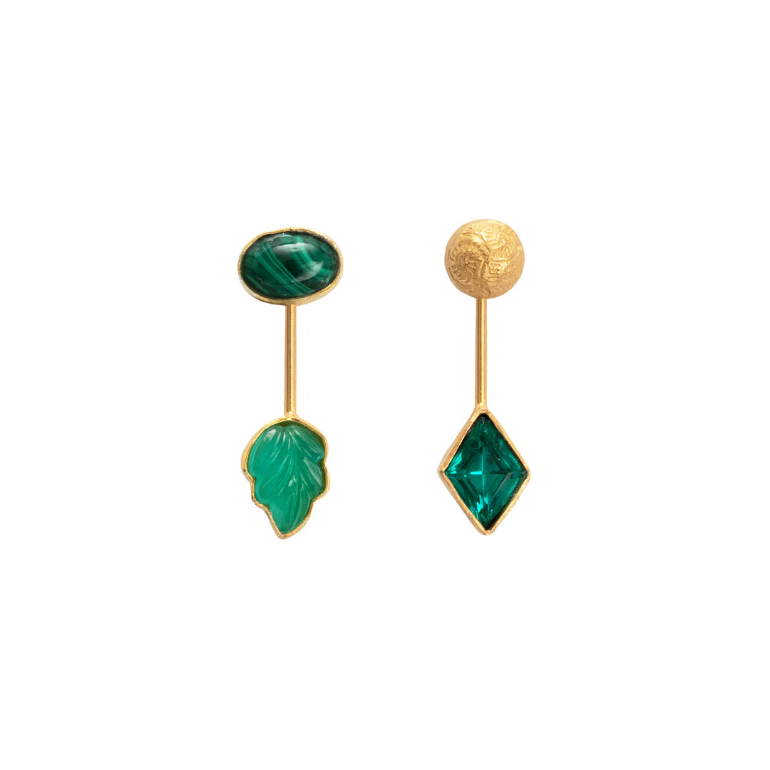 Onyx Drop Earrings for Bold-Green Detachable Drop Earrings