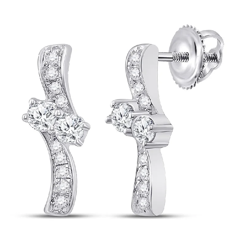 Beaded Drop Earrings for Decorative-Hearts Together Diamond Stud Drop Earrings 1/4 ctw 14k White Gold