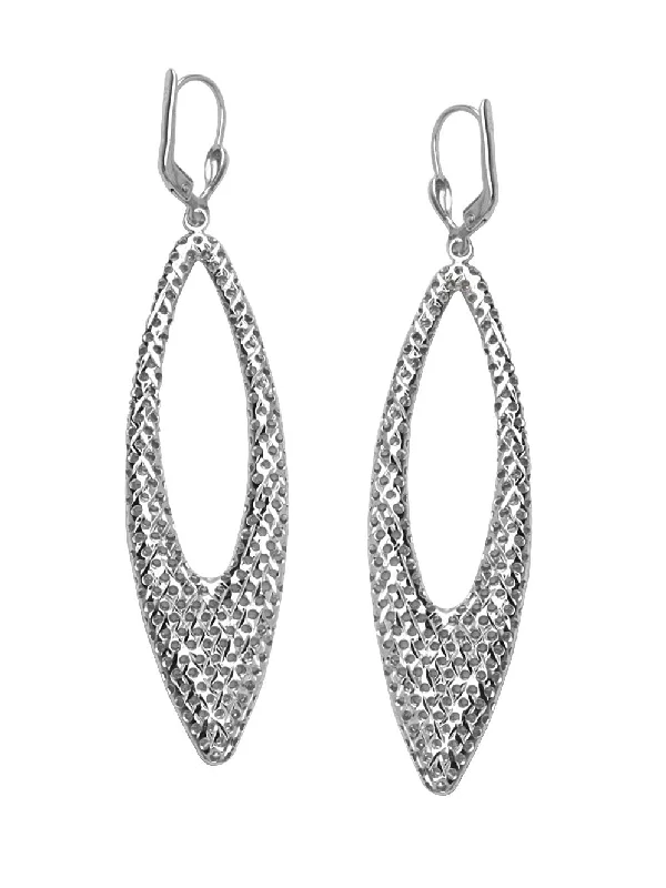 Branded Drop Earrings for Quality-Marquise Drop Earrings Laser-cut Mosaic Collection Silver Nontarnish Lever