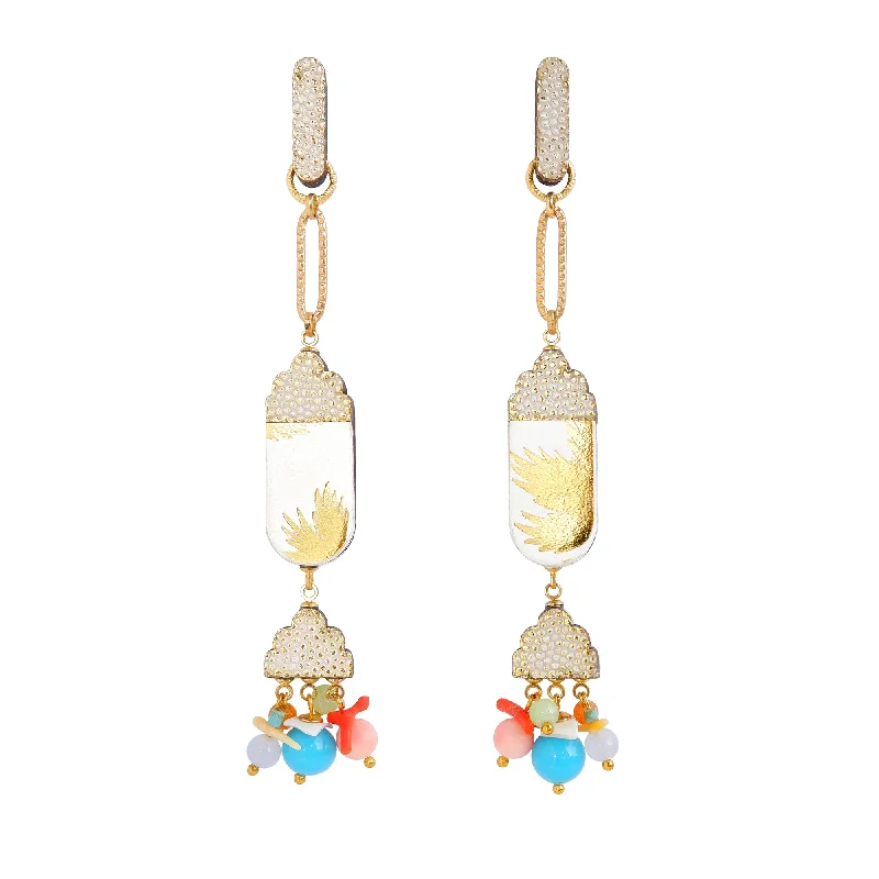 Floral Drop Earrings for Feminine-MONTE CARLO . beaded drop earrings