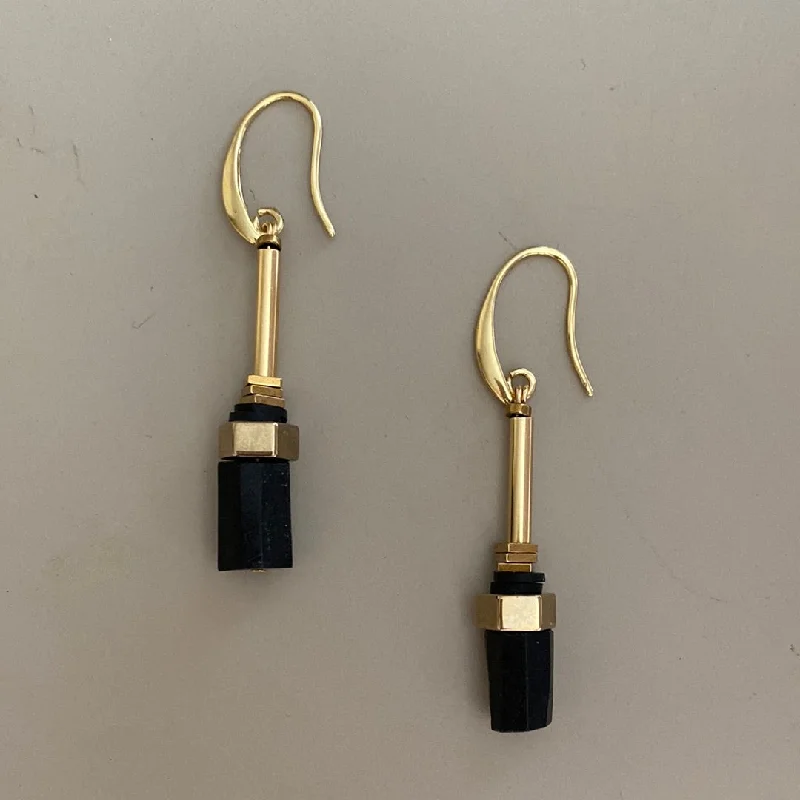 Simple Drop Earrings for Subtle-MRLE09 -  Hematite, Natural Shungit and Natural Obsidian drop earrings