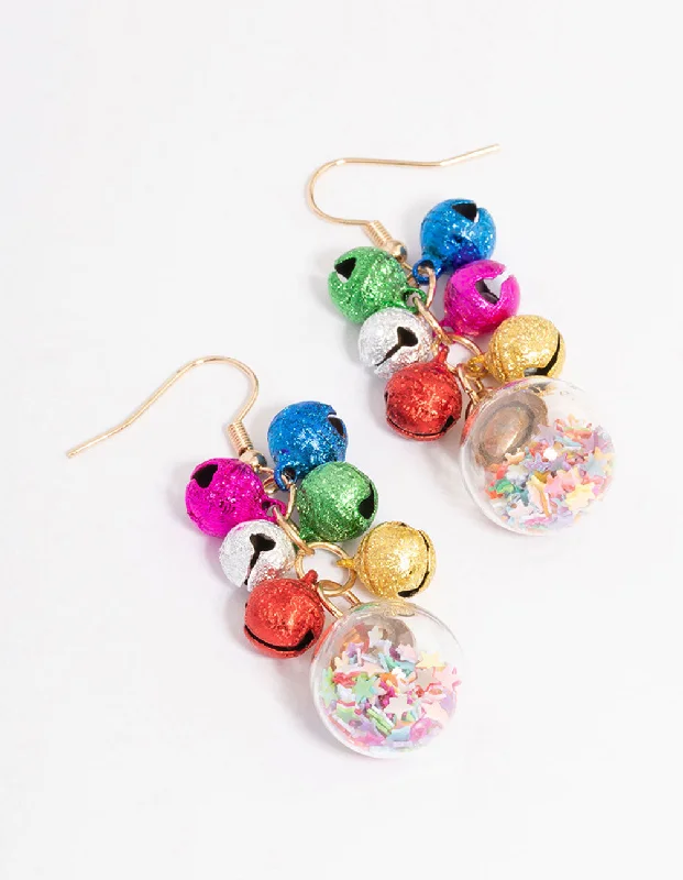 Bohemian Drop Earrings for Free-Spirited-Multicoloured Bell & Shaker Drop Earrings