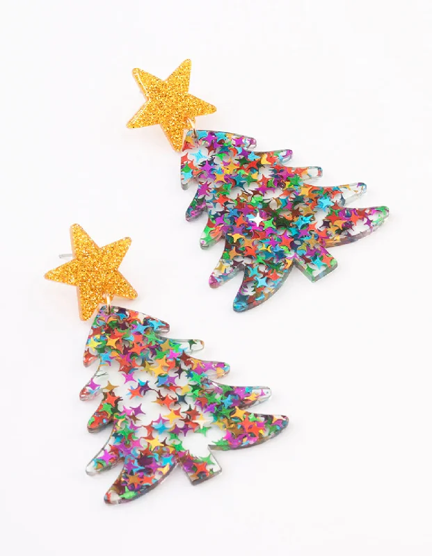 Animal-Print Drop Earrings for Wild-Multicoloured Sequin Tree Drop Earrings