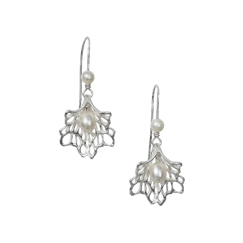 Statement Drop Earrings for Eye-Catching-Pretty Petals & Pearls Drop Earrings