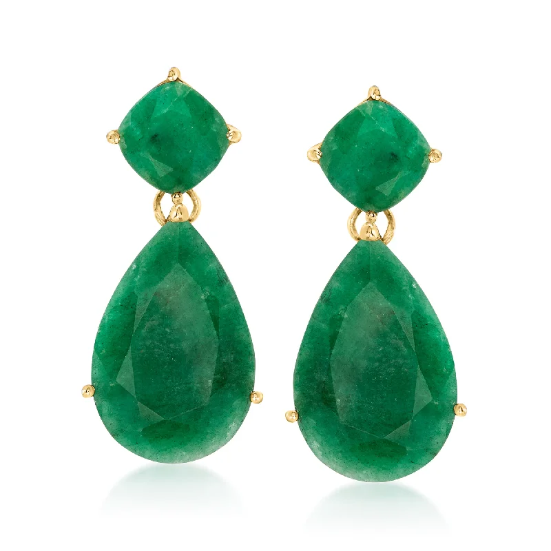 Heavy-Duty Drop Earrings for Durable-Ross-Simons Emerald Drop Earrings in 18kt Gold Over Sterling