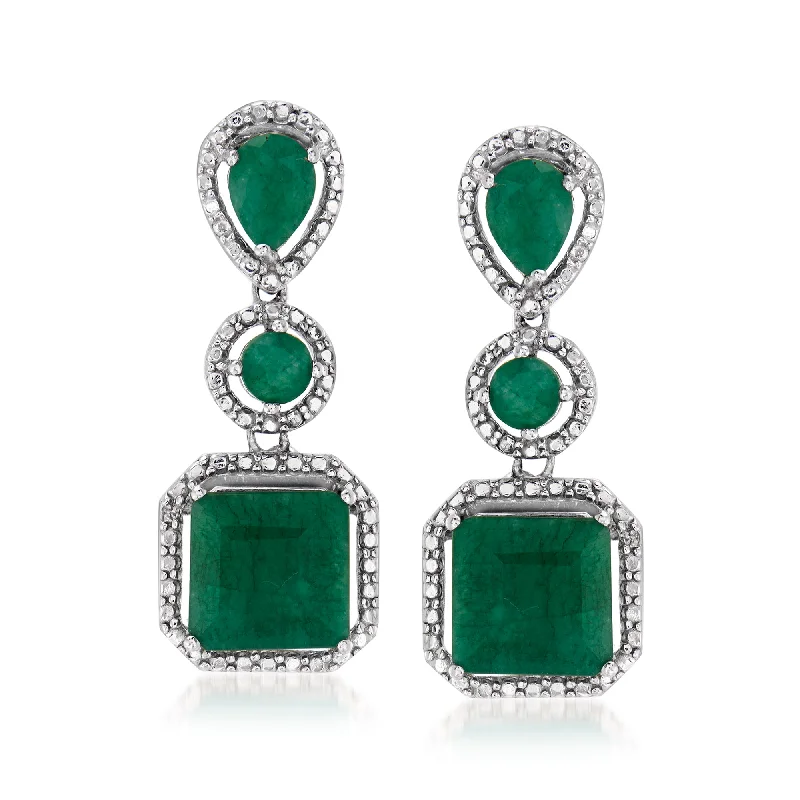 Medium Drop Earrings for Versatile-Ross-Simons Emerald Drop Earrings in Sterling Silver